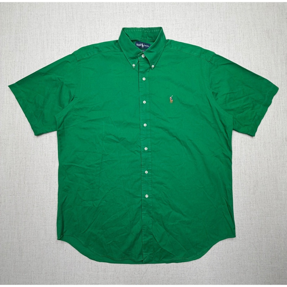 VTG Ralph Lauren Blake Mens Large Short Sleeve Button Down Oxford Flesh Pony